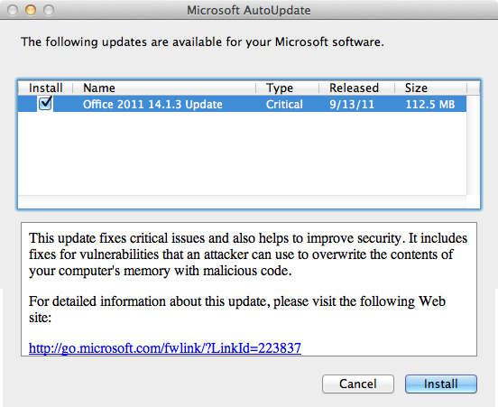 Microsoft Updates For Mac
